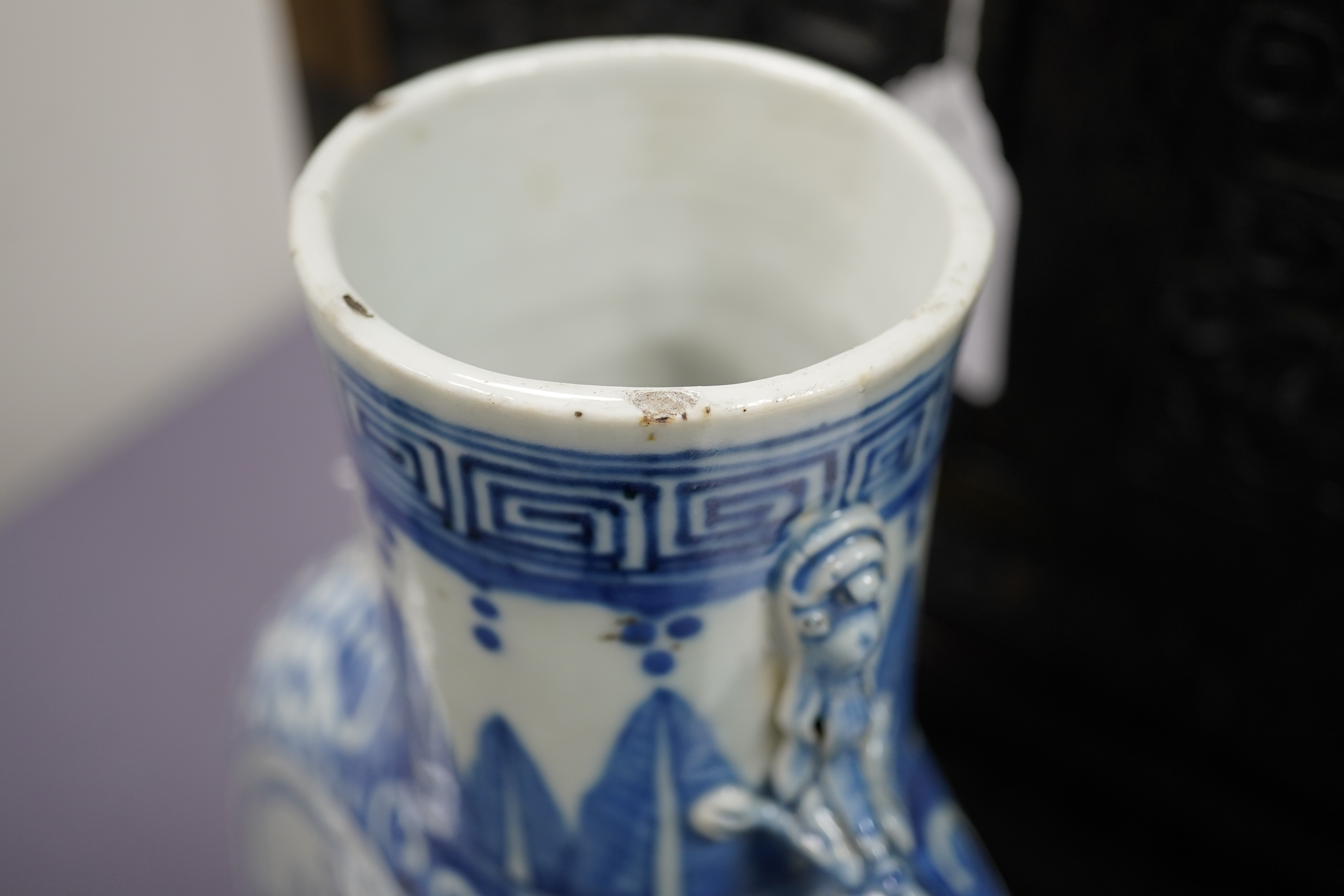 A large Chinese blue and white moonflask, bianhu, 19th century